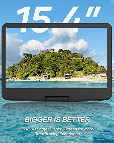 Wonnie 17.9'' Portable Dvd Player With 15.4'' Large Screen, 6 Hrs Rechargeable Battery, High Volume Speaker, Support Usb/Sd And Multiple Disc Formats, Sync Tv, Region Free, Remote Control, Car Charger #TOP1