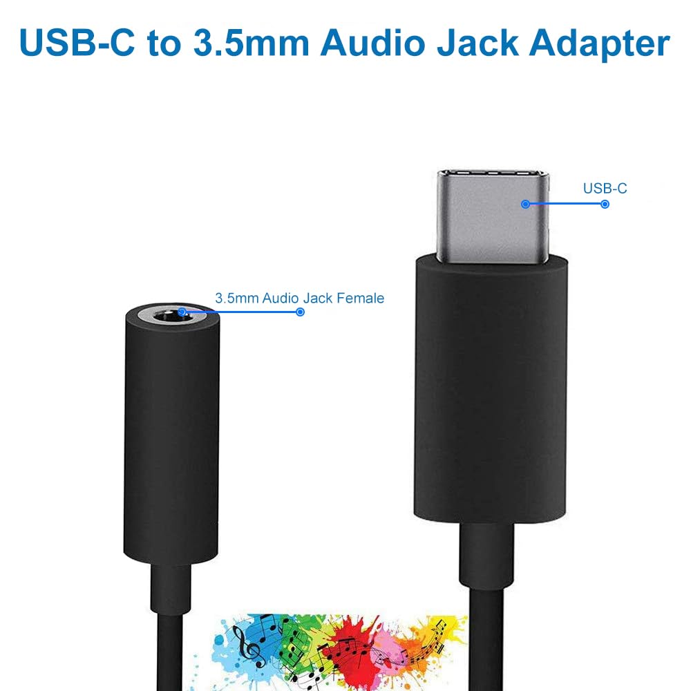 JXMOX Adaptateur USB De Type C Vers Prise Casque Femelle 3,5 Mm, Câble USB C Vers Auxiliaire Audio Compatible Avec IPhone 16 Pro Max 15 Pro Max, Samsung Galaxy S24 S23 S22