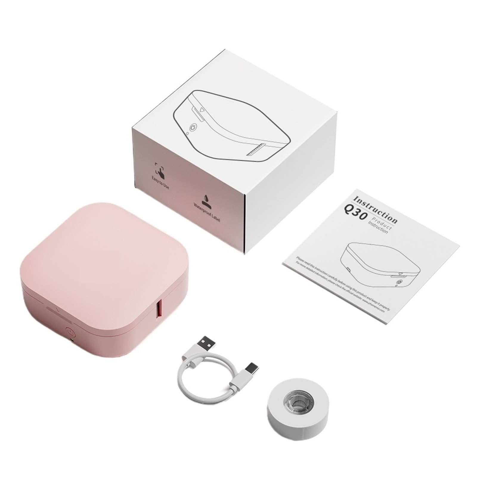 Maszyna Tworzenia Etykiet Q30 Naklejka Termiczna Urządzenie Do Tworzenia Etykiet Bluetooth Przenośna Mini Drukarka Kieszonkowa Bezprzewodowa Ręczna Maszyna Etykietowania Dla Domowego Biura(Q30 Pink)
