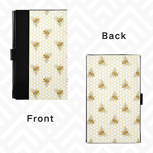 senya Honey Bee Business Card Holder for Men Women,Business Card Case Slim Design Pocket Card Holders Name Card Holder Box Credit Card Carrier Stainless Steel4