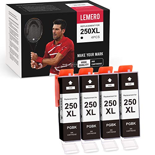 LEMERO Compatible Ink Cartridge Replacement for Canon 250 250XL PGI-250XL to use with Pixma MX922 MX920 MG7120 IX6820 MG7520 IP7220 IP8720 MG5420 MG6620 MG5520 (4 Black)