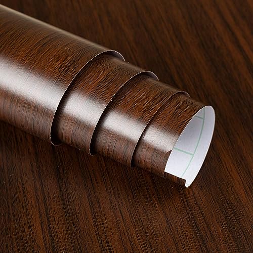 Image of SUNBIRD Wood Furniture Wallpaper Vinyl, Self-Adhesive Wood Wall Paper, Almirah,Kitchen Home Decoration 24in x 3 Meter (Black Wallnut)