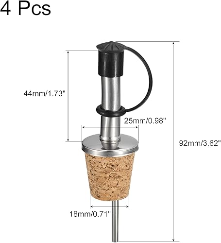 Miniatura 10 de uxcell Vertedores de botellas de acero inoxidable, 10 boquillas de aceite de oliva con tapas antipolvo de goma, tapones de botella de vino con