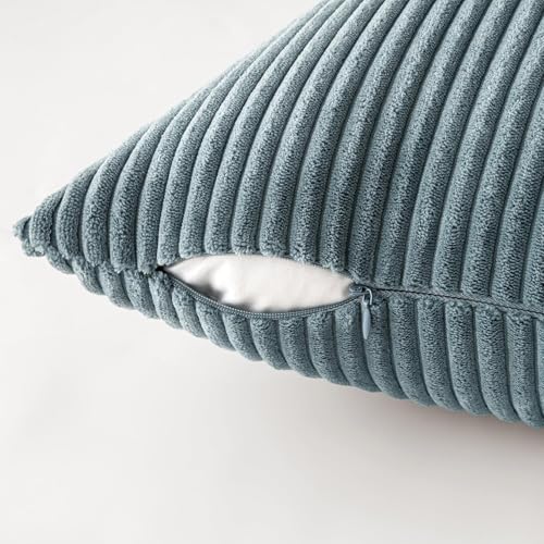 Image of MIULEE Boho Farmhouse Throw Pillow Covers 20x20 Inch Set of 4 Western Neutral Decorative Cushion Covers Soft Modern Coastal Corduroy Spring Decor for Couch Bed Sofa Living Room Dark Blue Navy Series