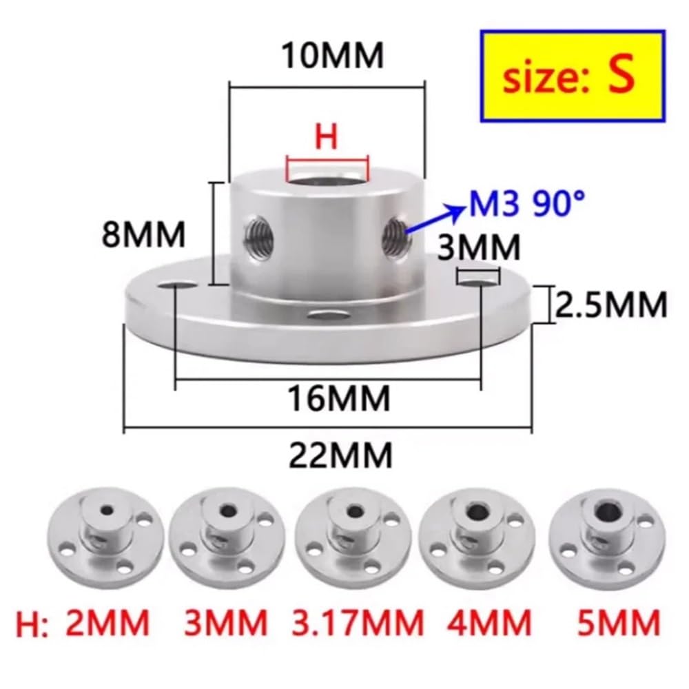 Brida de aluminio, acoplamiento, conector de eje de Motor, placa de soporte de fijación, montaje fácil, uso industrial duradero, 1 ud.(3.17mm)