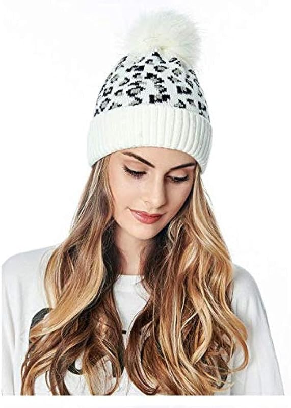 Pearl Tree Women Winter Pompom Beanie Hat with Warm Fleece Lined, Thick Slouchy Snow Knit Skull Ski Cap White-image-20