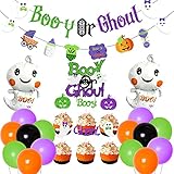 Halloween Gender Reveal Decorations - Booy or Ghoul Banner, Garland, Cake & Cupcake Toppers, Ghost...