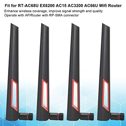 Dual Band WiFi Antenna, 4pcs RT-AC68U SMA Omnidirectional WiFi Antenna, 8dBi Gain WiFi Signal Booster for EX6200 AC15 AC3200 AC66U Wifi Router - Image 2