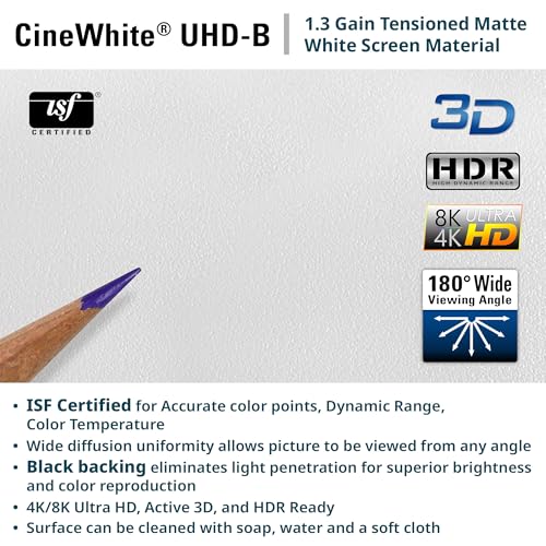 Image of Elite Screens 200 inch Fixed Frame Projector Screen, 4K /8K UHD ER200WH2 | ISF-Certified CineWhite UHD-B 1.3 Gain delivers accurate colors wide viewing angles and supports 4K /8K UHD HDR & Active 3D