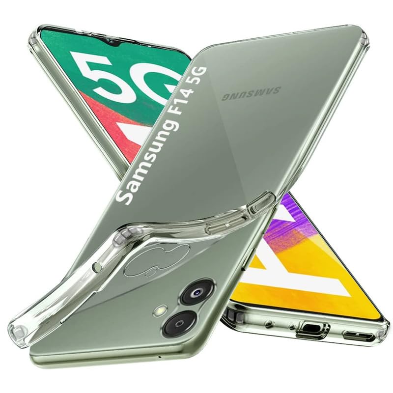 Image of Case Creation New Samsung F14 Premium Imported 0.3mm Crystal Clear Totu Silicone Transparent Flexible Soft Corner Protection with TPU Slim Back Case Color Variation Cover for F14