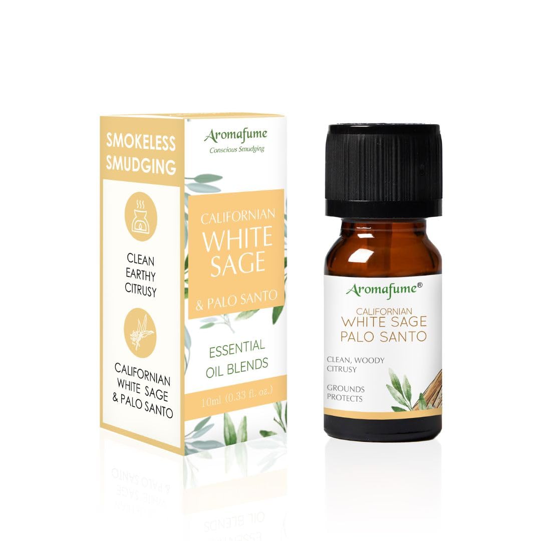 White Sage & Palo Santo Essential Oil Diffuser Blend by Aromafume |10ml | Aromatherapy Oil for Cleansing Negative Energy & Protection | Ethically sourced| Sage Oil for Smokeless Smudging