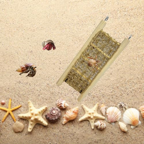 Image of 1 Pcs Hermit Crabs Climbing Wooden Ladder Bridge with Hooks, Small Animals Climbing Toy with Rope for Hermit Crabs Chameleon Lizards Reptile Bird Parrot