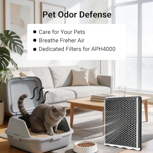 Image of 2 Pack APH4000 Filters Replacement Compatible with KNKA APH4000 Air Purifier Replacement Activated Carbon Filter for pet Indoor /Home