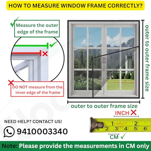 Image of Woodluck Mosquito Net for Window Customisable Size Up to 105x170 cm Ivory