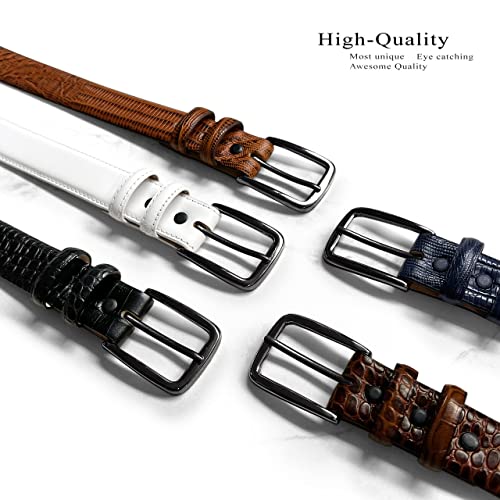 BS3208_Genuine Full-Grain Cowhide Leather Dress Solid Brass Buckle (Black& Gun) Belt, 1-1/8"(30mm) Wide4