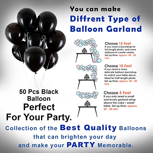 Image of Party Propz Black Metallic Balloons - Set of 50 Pcs Metallic Balloons Black | balloons for decoration | birthday balloons for decoration | balloon decoration for birthday | balloons for birthday's