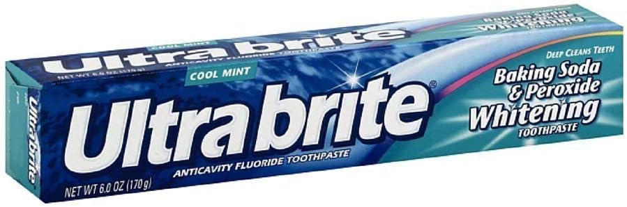 UltraBrite Baking Soda & Peroxide Whitening Anticavity Fluoride Toothpaste, Cool Mint (170 g), Cool White
