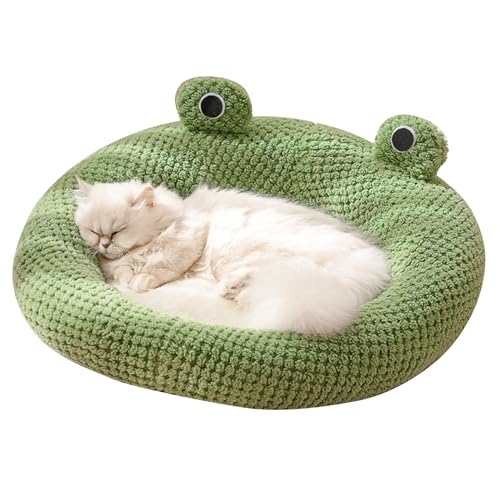 PETCUTE Cuccia da Interni per Gatti,Letto per Animali Domestici,Letto per Gatti con Cuscino Imbottito Rimovibile e Lavabile,Simpatica Forma di Rana,Cuccia per Gatto con Fondo Antiscivolo