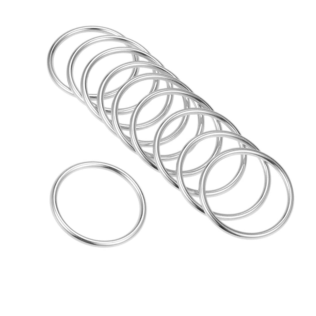 MACHSWON 3.15"(80mm) OD Metal O Rings 2.8mm Thick Non-Welded Multi-Purpose Buckles Heavy Duty Smooth Solid Ring for Bag Straps Belts Pet Leashes and DIY Crafts Silver 10pcs โ image 1