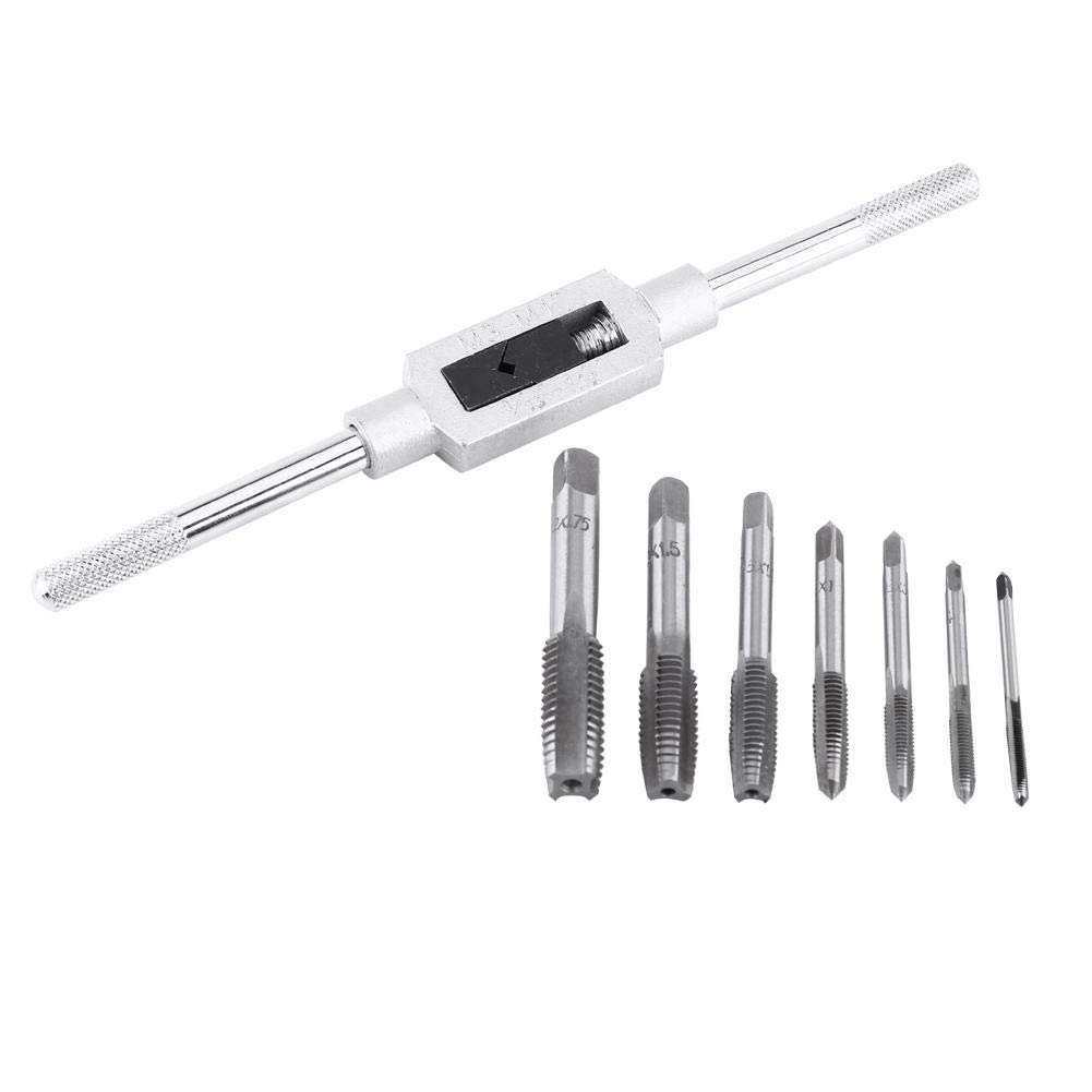 Asixx Tap Wrench, Adjustable T-Handle Tap Wrench and Drill Set or Tap Wrench Set with Metric Thread M3/4/5/6/8/10/12 Insert Screw Taps for Hand Tapping Operation