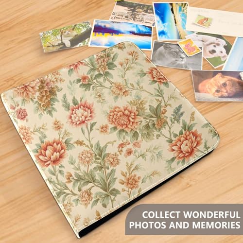 Álbum de fotos de encuadernación anillada de 3 anillos, diseño floral elegante, 40 páginas adhesivas de 8x10 para recuerdos miniatura 5