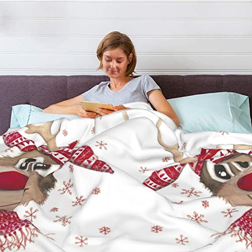 Couverture de canapé imprimée élan de Noël avec plaid lit double couche doux