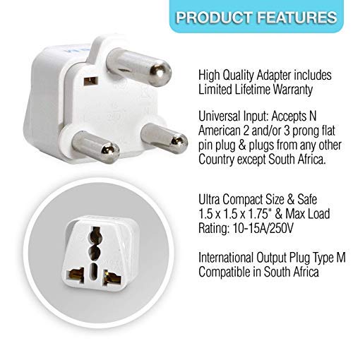 Ceptics South Africa, Botswana Travel Adapter, Universal Socket Plug Accepts Plugs From any Country, Perfect for Cell Phones, Laptops, Chargers and More - 3 Pack4