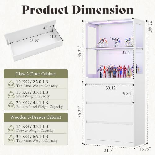 Image of AMERLIFE Modular DIY RGB Display Cabinet, 32 x 16 x 72.5 Inch