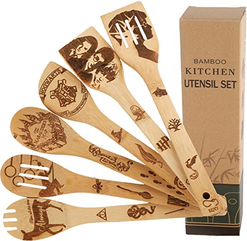 Bejky-6-Pcs-Wooden-Bamboo-Spoons-Set-Organic-Food-Cooking-Utensils-Kitchen-Accessories-Home-Decor-Cookware-Gifts-for-Women-Easy-Wash-Spatulas-3D-Engraved-Patterns-Magical-Wizard-Style-12