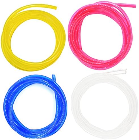 Hilitchi 20-Feet 4 Color Transparent Petrol Fuel Line Hose Lubricant of 4 Sizes Tubing for Weedeater Chainsaw Common 2 Cycle Small Engines