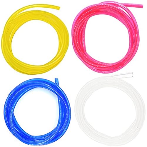 Hilitchi 20-Feet 4 Color Transparent Petrol Fuel Line Hose Lubricant of 4 Sizes Tubing for Weedeater Chainsaw Common 2 Cycle Small Engines