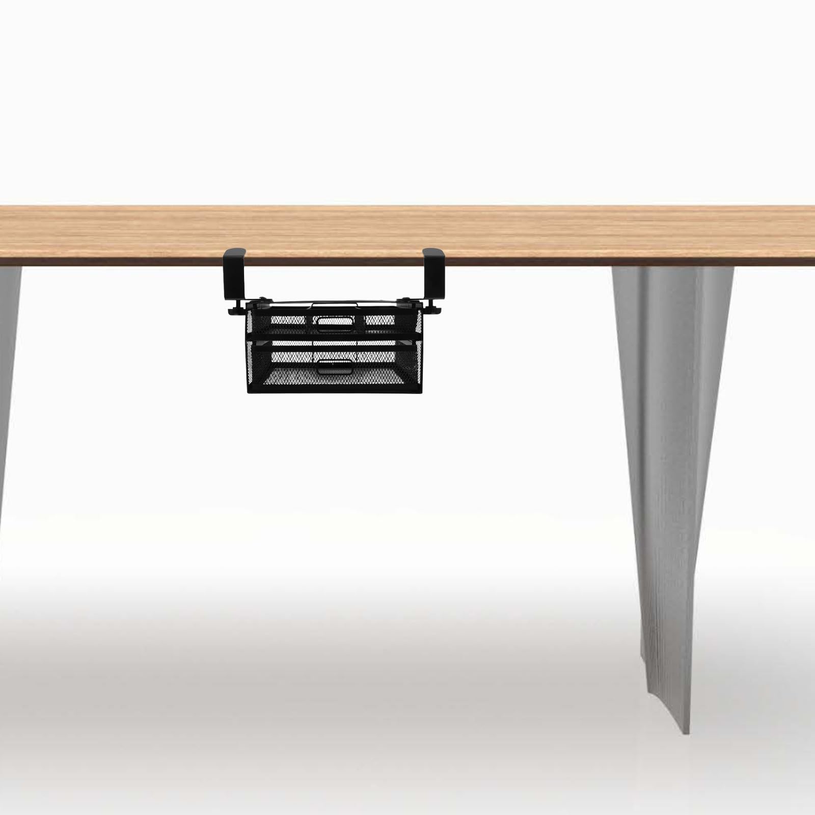 DOITOOL Untertisch Klemm Organizer Schubladen aus Eisen 2 lagig Schwarz Ausziehbare Ablage für Workspace und Schrank Belastbar und Platzsparend
