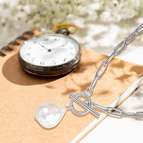 Paperclip Chain Necklace for Women - Baroque Pendant Necklace, Personalized Link Chain Necklace for Women Jewelry Gifts3
