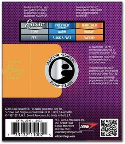 ELIXIR Extra Light Acoustic 80/20 Bronze With Nanoweb Coating (.010 - .047) Item ID: 11002