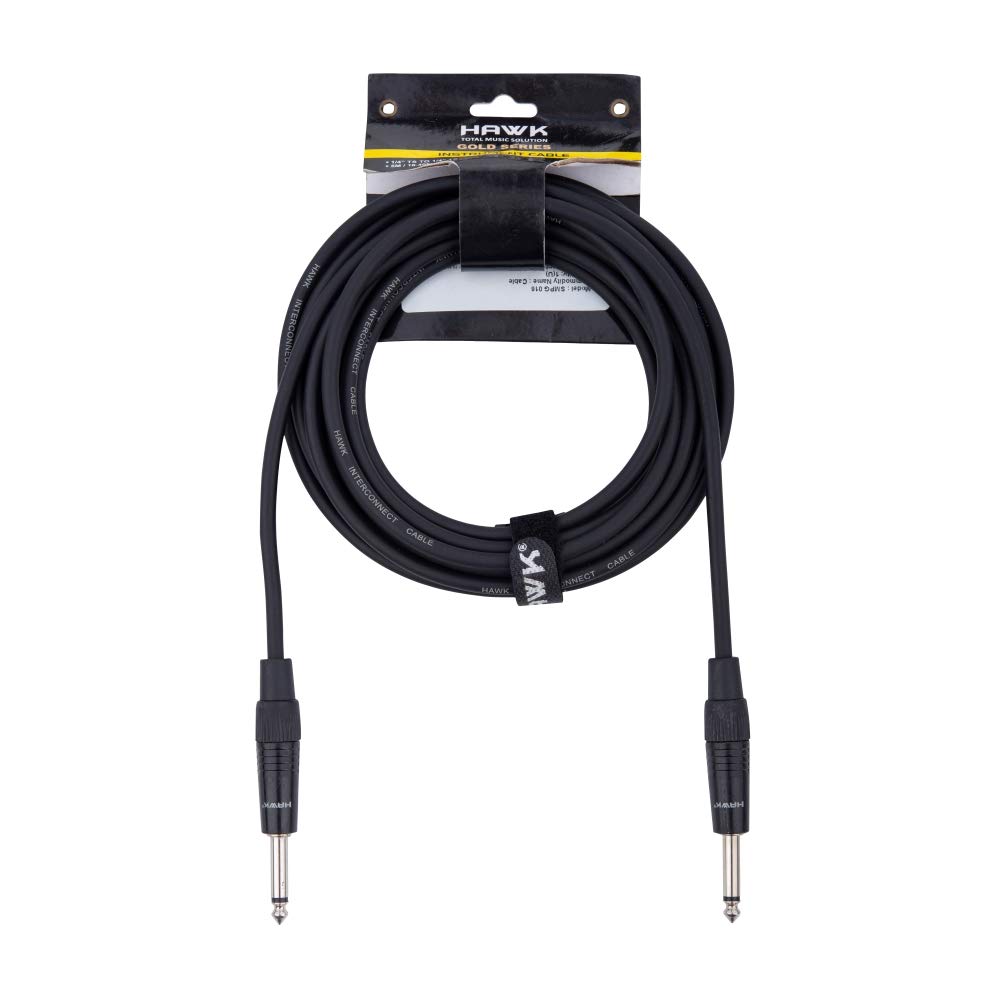 Hawk Proaudio SMPG016 Gold Series 6.35mm TS Male to 6.35mm TS Male With Cable Tie - 5 Meter (Black)-image-11