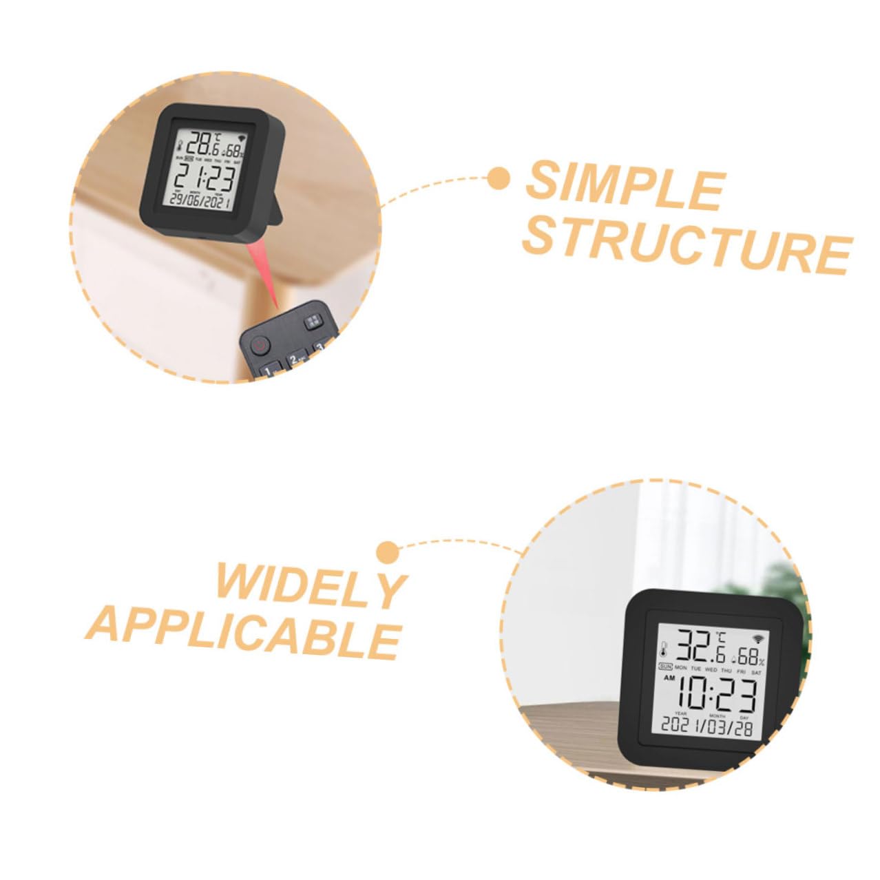 Termometro Digitale Igrometro Portatile per Interni Compatto e Preciso con Display Data e Controllo Remoto Wifi USB Sensore Temperatura e Umidità per Casa Intelligente
