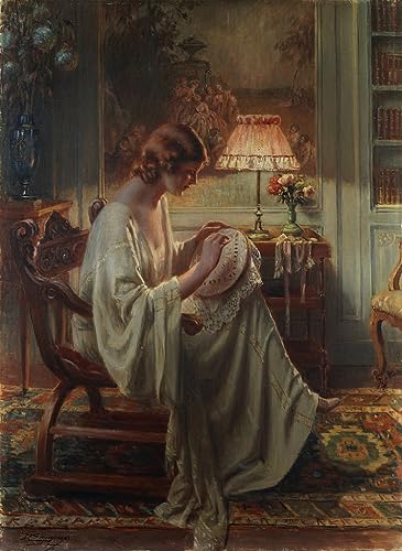 Tableau une dame cousant Delphin Enjolras poster impression art mural 60x90