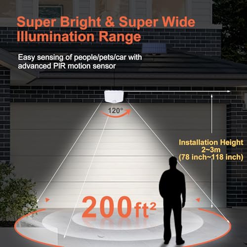 Solar Flood Lights Outdoor, 153 LEDs Solar Spot Lights Outdoor Motion Sensor, 3 Modes Garden Light Waterproof, PIR Lights for Yard Garage Shed Garden Outside - Image 6