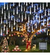 YEGUO Solar Christmas Lights Outdoor, 8 Tubes 144 LED Meteor Shower Lights, Falling Rain Lights f...