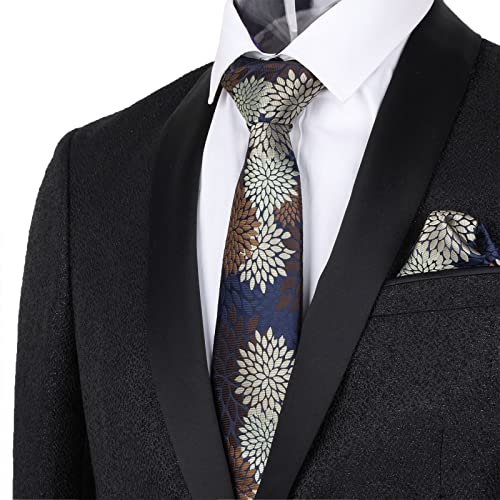 Image of Alizeal Mens 3.15inches Leaf Flower Pattern Tie Set