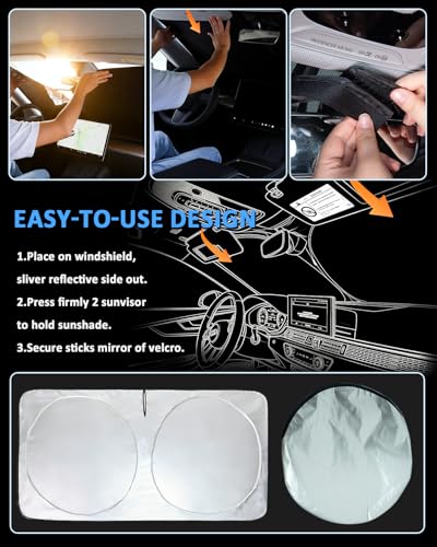 Image of Windshield Sun Shade for Ford Ranger 2019-2024 Front Window Sunshade | for Midsize Pickup Truck Accessories Protector UV Heat Reflector Cover