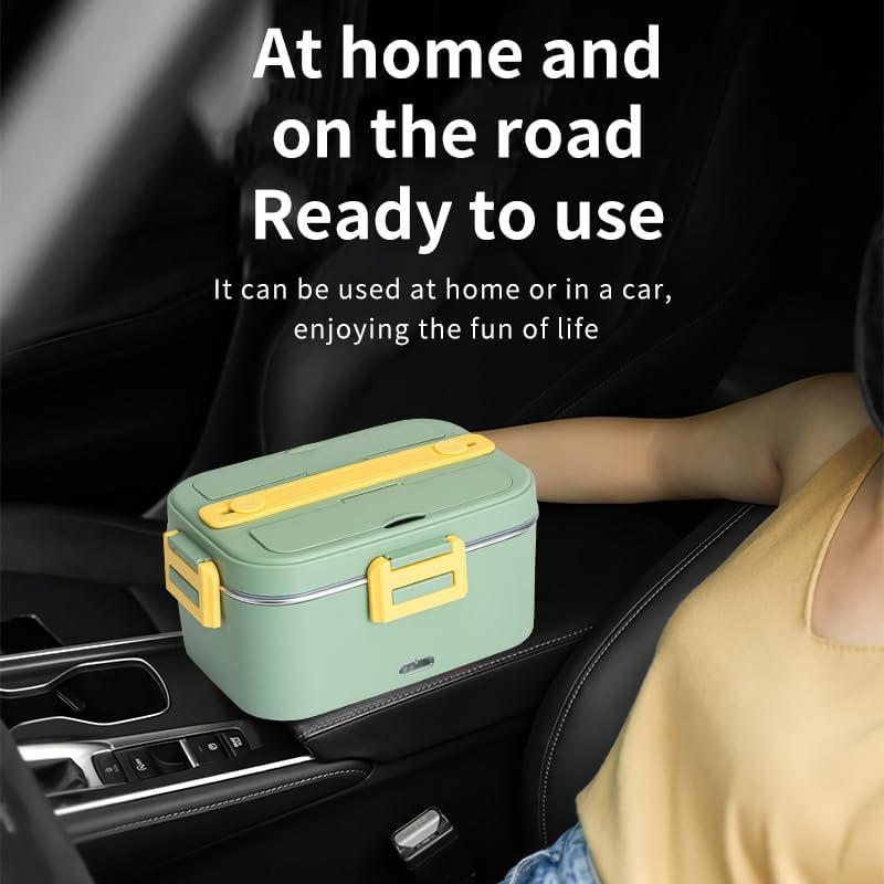 Miniatura 5 de HEYAXA Lonchera eléctrica portátil, 1224110 V, calentador de alimentos 3 en 1 para el trabajocochecamión, lonchera térmica de 75 W para adultos con