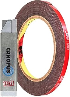 CANOPUS 3M Double Sided Tape Heavy Duty, 3M VHB 5952 (6.35mm x 4.5m), Indoor, Outdoor use, Waterproof 3M Automotive Double Sided Tape, 3M Strips, 3M Tape for LED Strip Lights, Automotive