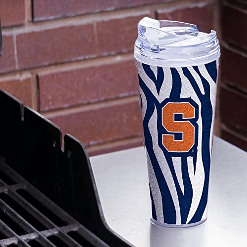 Image of Rico Industries NCAA Glitter 24oz Acrylic Glitter Tumbler with Hinged Lid, Officially Licensed Double Wall Tumbler with Straw