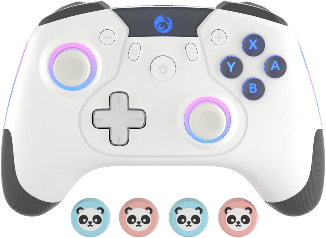 Iesooy Switch Controller, Wireless Switch Pro Controllers for Switch/Switch Lite/Switch OLED/Steam deck, Switch Remote Gamepad with 7-LED Colors/Wake-up/ Light6-Axis Gyro/Dual Motor/Turbo…