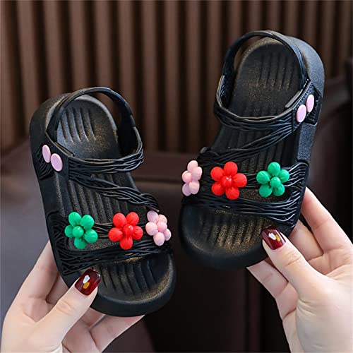 Children Shoes Summer Soft Sole Waterproof Soft Comfortable Fashion Princess Shoes Large Medium Dressy Sandals for Girls (Black, 8-9 Years Little Child)2