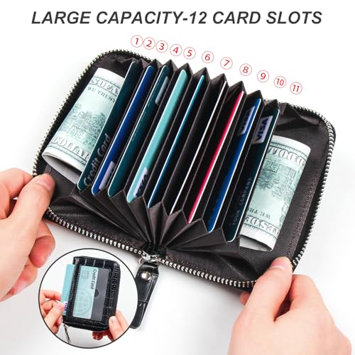 Image of Credit Card Wallet, RFID Card Case Wallet, Zipper Card Cases Holder for Men Women, RFID Blocking, KeyChain Wallet, Compact Size Card Organizer Case for Women