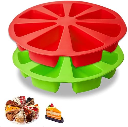 XIZHI Paquete de 2 moldes de silicona para hornear, molde triangular para tartas, bricolaje, molde de silicona de 8 cavidades, molde de rebanadas,