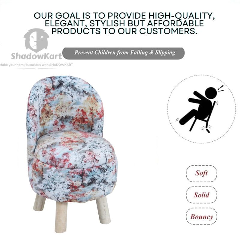 Image of Ottoman Kids pouffe Small Stool for Baby Chair Study Table Stool for Kids Room Baby Sofa Stepstool Children Cartoon Wooden Chair, 14x26 Inch, Multi