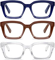 Vista 1 de Readers for Women Oprah Style Square Reading Glasses with Spring Hinge Blue Light Blocking for Men Ladies
